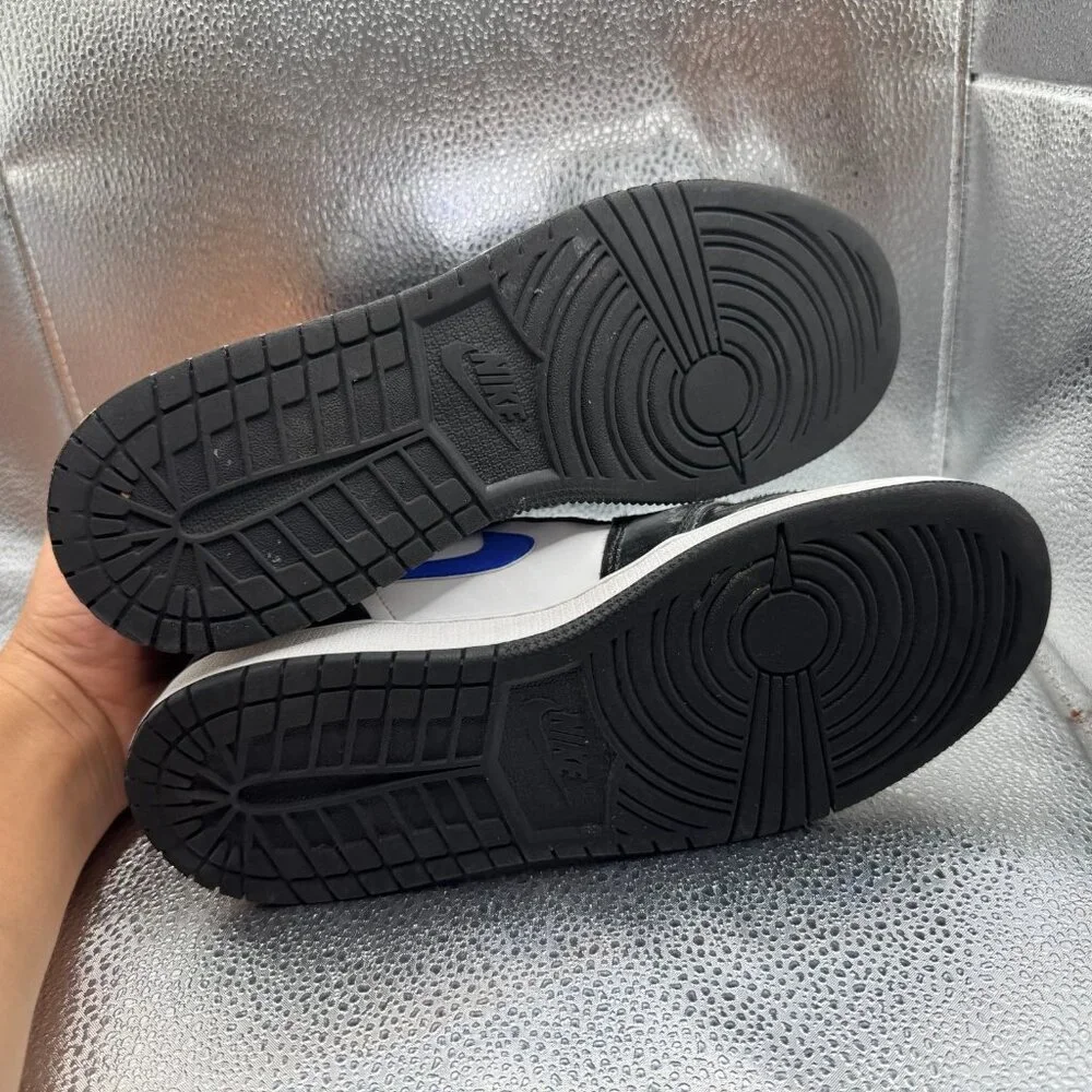 Size 6.5Y Nike Air Jordan 1 Mid GS Black White Racer Blue Kids‎ Shoes 554725-084